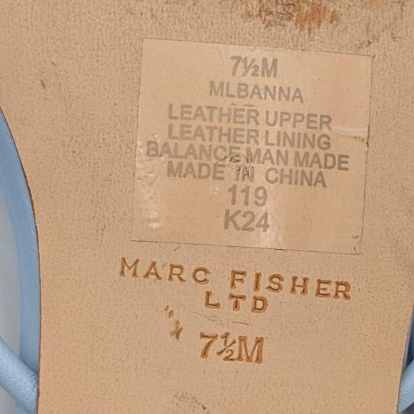 Marc Fisher Banna Strappy Sandals Women's Light Blue Leather Size US7.5M EU38 - Picture 10 of 12